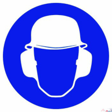 Geh�r- und Kopfschutz benutzen, � 200mm, nachleuchtend, Selbstklebefolie