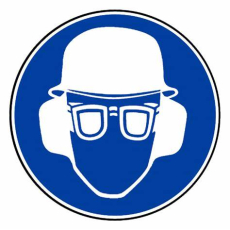 Geh�r-, Augen- u. Kopfschutz benutzen, � 200mm, Selbstklebefolie