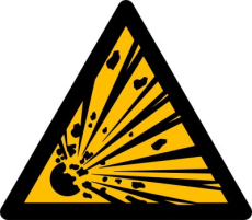 Warnung vor explosionsgef�hrlichen Stoffen, 200x200mm, Kunststoff