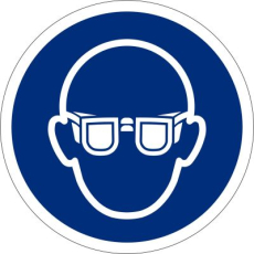 Augenschutz benutzen, � 100 mm, Selbstklebefolie