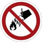 Mit Wassser l�schen verboten, � 200mm, Selbstklebefolie