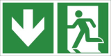 Rettungsweg abwrts, 300x150mm, nachleuchtend, Selbstklebefolie