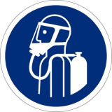 Umgebungsluftunabhngigen Atemschutz benutzen,  100mm, Selbstklebefolie