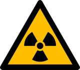 Warnung vor radioaktiven Stoffen, 100x100mm, Kunststoff